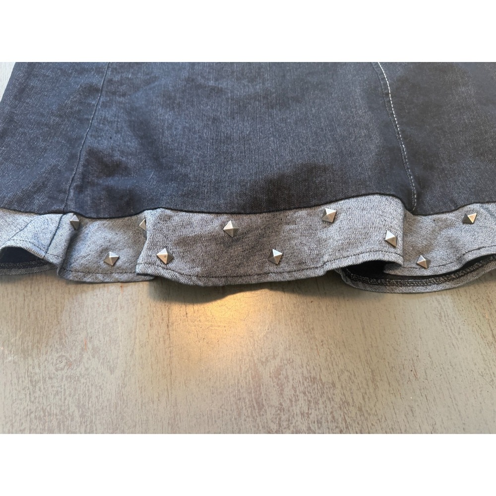 Dark Denim Maxi Skirt with Studded Hem - Picture 2 of 4